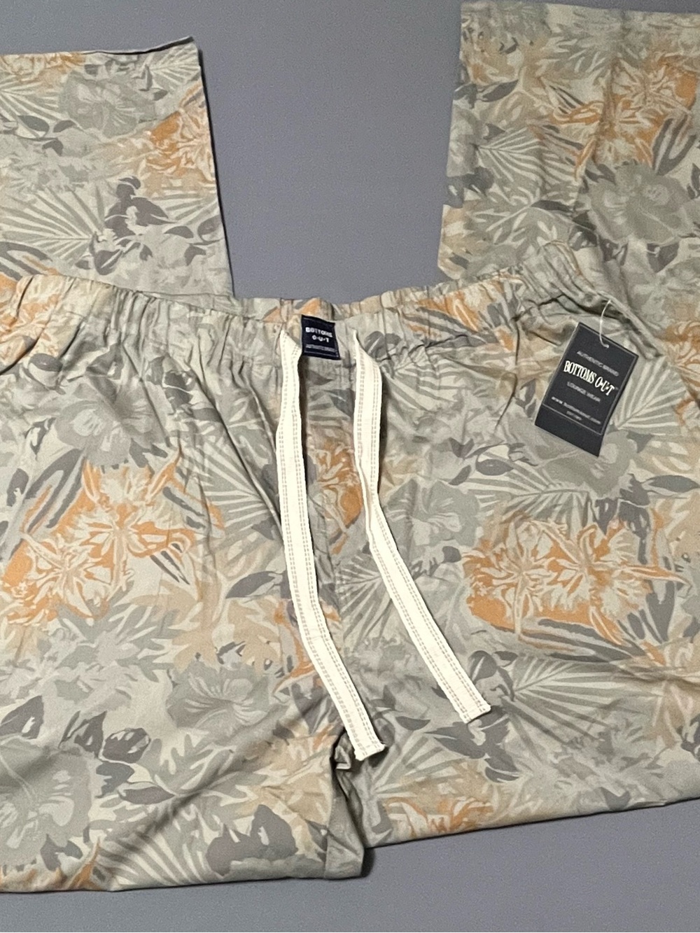 Bottoms Out Lounge Floral Drawstring Shorts in Gray & Tan